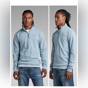 G-Star Raw Light Blue Aviaton Half Zip Lightweight Sweater size L